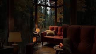 Autumn Cabin by Fireplace🔥☕fireplace relaxing vibe autumn [upl. by Lehplar]