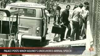 Palace posts Ninoy Aquinos undelivered arrival speech [upl. by Ahtabbat]