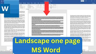 How to Landscape One Page in Word Change Orientation [upl. by Gnos]