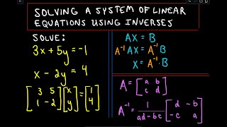 ❖ Solving a System of Linear Equations Using Inverses ❖ [upl. by Hentrich373]