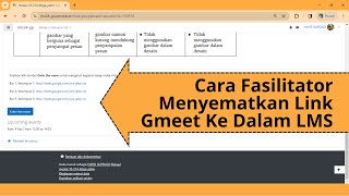 Cara Fasilitator Menyematkan Link Gmeet Ke Dalam LMS  gurupenggerak pgp bbgpjatim [upl. by Hermy430]