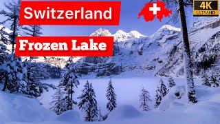 Switzerland 4K  Oeschinensee  Frozen Lake  Kandersteg  Travel Vlog [upl. by Neros930]