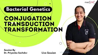 Bacterial Genetics  Conjugation  Transduction  Transformation  MedLive by Dr Priyanka Sachdev [upl. by Margit]