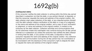 Part Nine FDCPA Section 1692g  Validation of debts [upl. by Ballinger730]