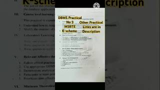 DBMS Practical No 3 MSBTE Kschemeshortsfeed msbte viralvideo youtubeshorts [upl. by Tseng]