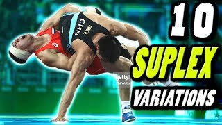 10 SUPLEX VARIATIONS WRESTLING  10 variaciones de suplex en lucha olimpica [upl. by Nidla]