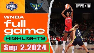 Washington Mystics vs Dallas Wings FULL GAME HIGHLIGHTS  September 2 2024 WNBA [upl. by Tcideneb]