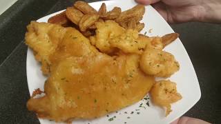 Lets Try Louisianas Beer BatterFried Fish Shrimp and Chips fries [upl. by Anihsit773]