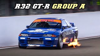 2x Nissan Skyline R32 GTR Group A  Flybys amp BIG Flames  Spa 2021 [upl. by Cal]