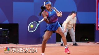 Coco Gauff snags straightsets win in Olympic tennis singles debut in Paris  NBC Sports [upl. by Yelkcub]