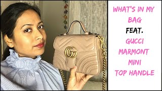 WHATS IN MY BAG FEAT GUCCI MARMONT MINI TOP HANDLE WITH MOD SHOTS 2019 [upl. by Oralla]