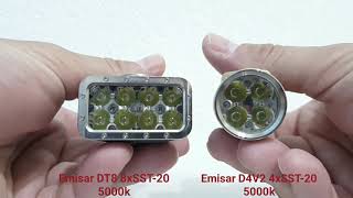 Emisar DT8 8xSST20 5000k  Emisar D4V2 4xSST20 5000k turbo comparison [upl. by Enahsal127]