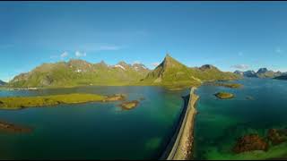 Fredvang bridges aerial This is Lofoten 360VR 8K [upl. by Odracir]