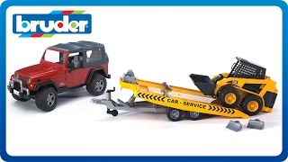 Bruder Toys JEEP Wrangler w Tow Trailer amp CAT Skid Steer 02923 [upl. by Rogerg]