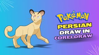 How To Draw Persian From Pokemon  Drawing  Coreldraw [upl. by Anne-Marie]