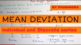 MEAN DEVIATION  Individual and Discrete series  By Phanindra guptha [upl. by Eneliak]