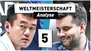 NEPO vs DING  Partie 5  Schach WM 2023 [upl. by Llemmart128]