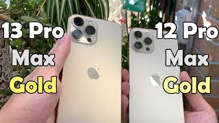 iPhone 13 Pro Max Gold vs iPhone 12 Pro Max Gold Gold Color Comparison [upl. by Tenaej]