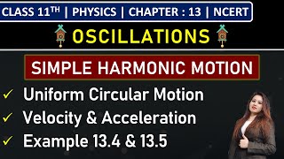 Class 11th Physics  SHM Uniform Circular Motion  Velocity amp Acceleration  Example 134 amp 135 [upl. by Akimot]