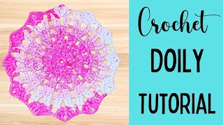 CROCHET How to crochet doily tutorial 15 round part 1 [upl. by Ahset185]