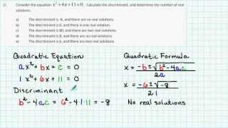 1105 RP1 001  Finding and Using the Discriminant [upl. by Attelrahs]