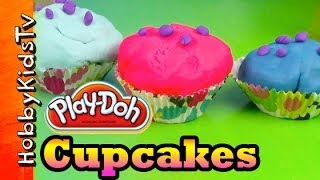 PLAYDOH Cupcake Egg Surprises  Cookie Monster HobbyKidsTV [upl. by Geehan781]