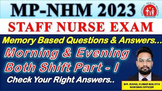 MP NHM Staff Nurse 2023 Memory Based Question both shift Part  I nursing nhm staffnurse nurses [upl. by Lleret504]