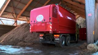 Transmanut Woodchip Blower from Hooklift Solutions shown in operation [upl. by Chaworth114]