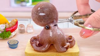 Recipes For Seafood Lovers 🐙 Miniature Japanese Spicy Fry Baby Octopus Karaage 🏮 Tina Mini Cooking [upl. by Elleined]