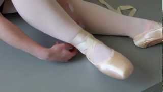 How To Tie Pointe Shoe Ribbons [upl. by Toomin246]