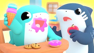 Comer sano  Buenos hábitos para los niños  Canciones de Shark Academy para niños [upl. by Signe]