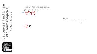 Sequences Find Linear nth Term negative U Notation Grade 4  OnMaths GCSE Maths Revision [upl. by Arymat453]