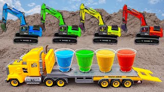 Crane JCB Excavator rescue heavy truck find car toy stuck in mud  Construction vehicles for kids [upl. by Nnylecoj]