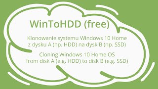 Klonowanie systemu Windows 10 Home za pomocą programu WinToHDD [upl. by Cinimod]