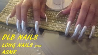 DLB Nails  LONG NAILS  ASMR  Tapping on Glass Top with Silver Long Nails [upl. by Ynnus]