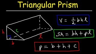 Triangular Prism  Volume Surface Area Base and Lateral Area Formula Basic Geometry [upl. by Yahsel]