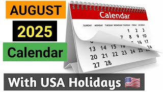 August 2025 Calendar US 🇺🇸  Aug 2025  Ganesh Chaturthi 2025 [upl. by Ng]