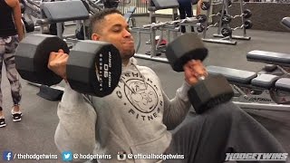 How To Get Dumbbells Up For Shoulder Press Hodgetwins [upl. by Winny376]