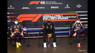 F1 2021 Emilia Romagna GP  PostQualifying Press Conference Lewis Hamilton Perez Max Verstappen [upl. by Emiaj691]