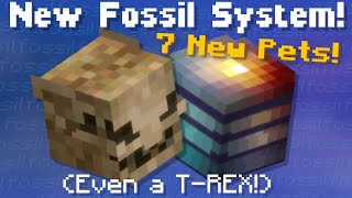 Fossil Guide 7 New Pets TRex Pet Glacial Mineshafts New Enchants Hypixel Skyblock News [upl. by Nagear529]