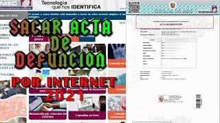 Copia Certificada de Acta o partida de Defunción vía internet 2021 proceso completo [upl. by Behn541]