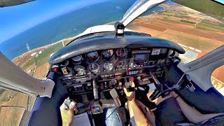 Piper PA28 Cherokee  POV Landing at Paphos Intl  Cockpit View GoPro amp ATC  Approach to Shutdown [upl. by Rimas]