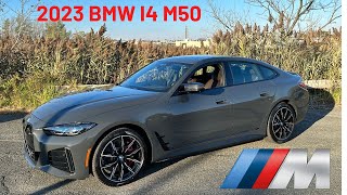 2023 BMW i4 M50i Dravit Grey on Mocha Vernasca Leather with M Carbon Exterior Package 4k [upl. by Warford]