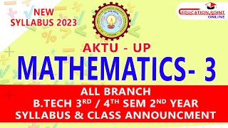 Syllabus  Mathematics 3 M3 AKTU UP for Civil BTech 3rd Sem 2nd Year New Syllabus 2023 [upl. by Aleibarg]