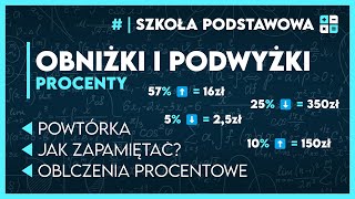 OBNIŻKI I PODWYŻKI 📋  OBLICZENIA PROCENTOWE ✅️  Matematyka Szkoła Podstawowa [upl. by Adnovaj]