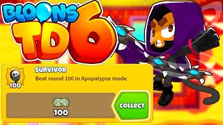 Beat Round 100 in Apopalypse Mode and Get Survivor Achievement BTD6 Strategy Guide [upl. by Bohrer]