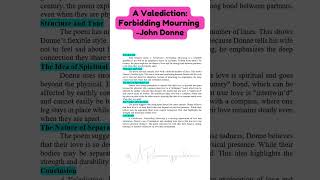 Donne A ValedictionForbidding Mourning Instant Essay for Exam Success ARsummaryguidance viral [upl. by Ocirema]