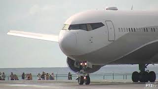 Roman Abramovich Boeing 767 P4MES quotThe Banditquot Departs SXM on 162019 [upl. by Arot]