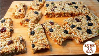 No Bake Granola Bars Recipe  Energy amp Protein Bars  Muesli Bars • Rush To Eat [upl. by Pinette]