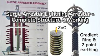 Surge Arrester Lightning Arrester working with ZnO Column Gradient Ring amp Critical 2 point Earthing [upl. by Rahsab]